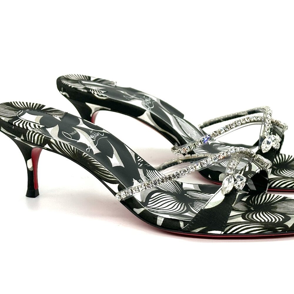 Christian Louboutin IZA QUEEN 55 Jewel Crystal Strap Mule Sandals Heels - Picture 8 of 15
